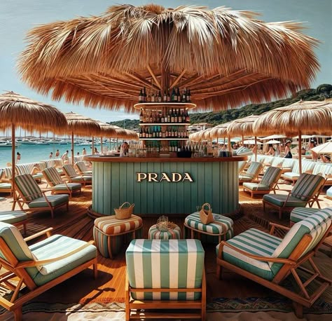 Luxury Beach Club Aesthetic, Beach Bar Decoration, Beach Bar Design Ideas, Luxury Salon Interior Design, Beach Restaurant Design, Bar Counter Design, Bali Beaches, Beach Cafe, Beach Stores