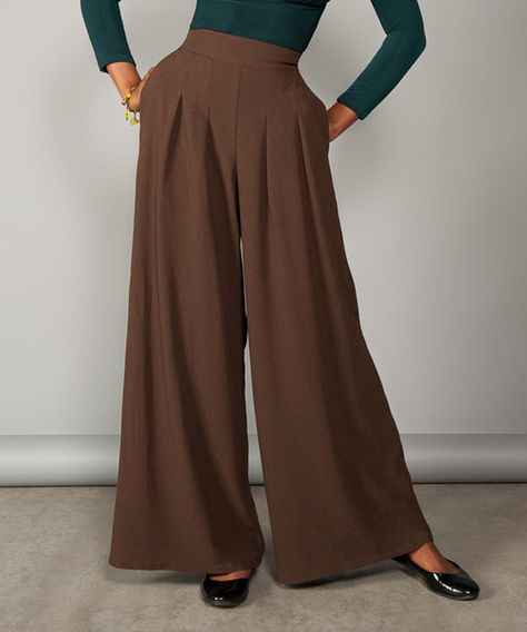 Look at this Brown Doris Palazzo Pants - Plus Too on #zulily today! Plazzo Designs, Palazzo Pants Outfit, Palazzo Pants, Pants Outfit, Brown Color, Work Outfit, Color Combinations, Plus Size Fashion, Plus Size Outfits