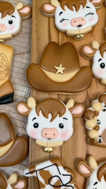 Bull Cookies Decorated, Cowboy Cookies Decorated, Rodeo Cookies, Levi Birthday, Cowgirl Cookies, Christian Baby Shower, Cow Cookies, Farm Cookies, Perfect Sugar Cookies