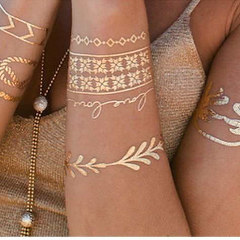 Tattoo Ideas Leg, Gold Tattoos, Small Star Tattoos, Metallic Tattoo Temporary, Star Tattoo Designs, Metal Tattoo, Disney Tattoo, Flash Tattoos, Full Sleeve Tattoos