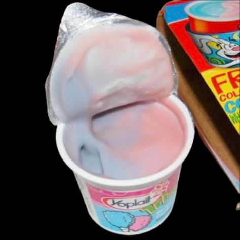 Yogurt Aesthetics, Kidcore Food, Trix Yogurt, 2000s Food, Candy Aesthetic, Yoplait Yogurt, Kid Core, Y2k Aesthetic, Cotton Candy