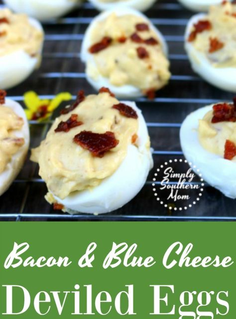 Want something a little different for your potluck meal, church dinner, or tailgating or Superbowl party? Try this bacon blue cheese deviled eggs recipe. Blue Cheese Deviled Eggs, Bacon Cheese Dips, Devilled Eggs Recipe Best, Devilled Eggs, Bacon Deviled Eggs, Southern Mom, Best Bacon, Recipe Scrapbook, Deviled Eggs Recipe