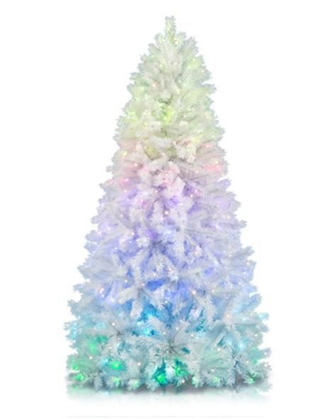 The Wackiest Christmas Tree Trends - Christmas Decor | Apartment Therapy Upside Down Christmas Tree, Spiral Christmas Tree, White Artificial Christmas Tree, Rainbow Christmas Tree, Artificial Christmas Trees, Tinsel Tree, Rainbows Christmas, Unique Christmas Trees, White Christmas Trees