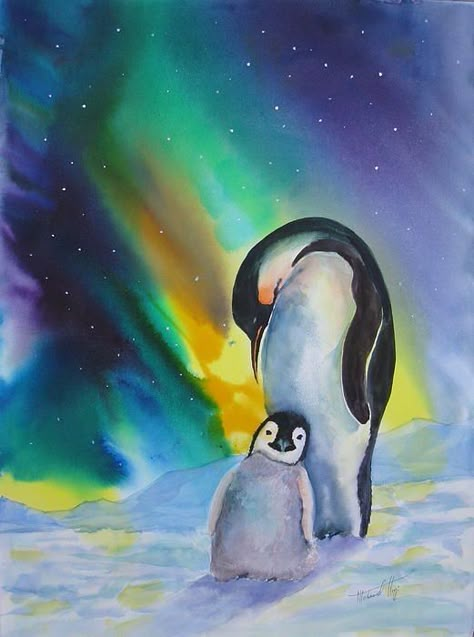 Penguins Painting, Pinguin Illustration, Penguin Artwork, Penguin Wall Art, Penguin Watercolor, Penguin Drawing, Penguin Art, Penguin Love, Arte Animal