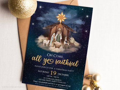 Christmas Invitation Templates, Elegant Christmas Party Invitations, Church Invitation, Halloween Block Party, Woodland Fairy Birthday, Church Christmas Party, Elegant Christmas Party, Christmas Party Invitation Template, Jesus Birthday