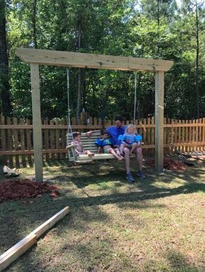 Outdoor Swings For Adults Diy, Outside Swings For Adults Diy, Yard Swings Diy Backyard Ideas, Outdoor Swings Ideas, Adult Swings Backyard, Diy Swing Frame, Outdoor Swings For Adults, Outdoor Swing Ideas, Backyard Swing Ideas