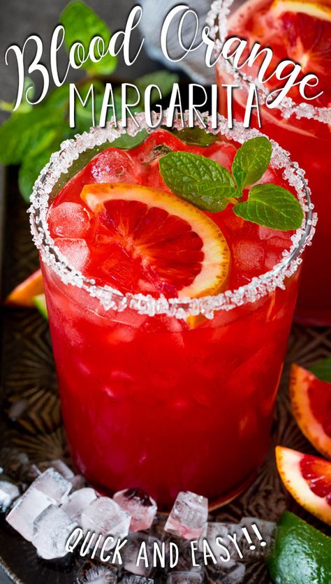 This blood orange margarita recipe is a combination of freshly squeezed orange juice, tequila, triple sec, lime juice and grenadine. Orange Margarita Recipe, Blood Orange Margarita Recipe, Holiday Martinis, Martini Recipes Vodka, Orange Margarita, Easy Margarita Recipe, Blood Orange Margarita, Squeezed Orange Juice, Easy Drink Recipes