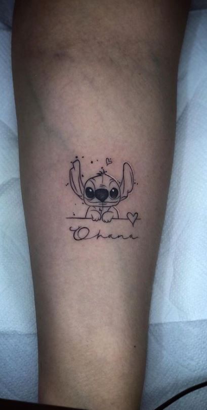 Mini Stitch Tattoo, Tiny Stitch Tattoo, Stitch Tattoos For Women, Tattoo Ideas Stitch, Ohana Tattoo Stitch, Ohana Tattoos, Tattoo Ideas Ohana, Ohana Stitch Tattoo, Small Stitch Tattoo