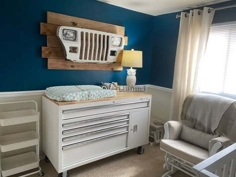 Tool Box Baby Change Table, Tool Box Changing Table White, Changing Table Tool Chest, Tool Bench Changing Table, Tool Box Change Table, Took Box Changing Table, Jeep Themed Nursery, Jeep Nursery, Chevy Nursery Theme