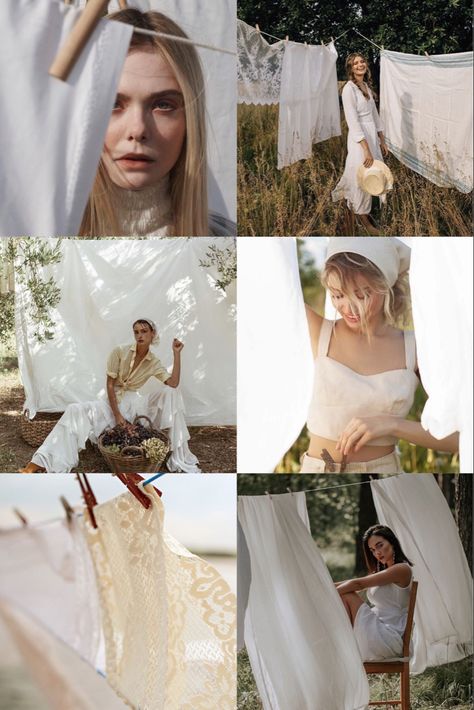 Linen Photoshoot Ideas, Diy Photoshoot Props Ideas, Cottage Photo Ideas, Clothes Line Photoshoot, Clothesline Photoshoot, Linen Photoshoot, Picnic Photo Shoot, Creative Fashion Photography, Photo Recreation