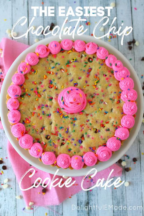 GIANT Cookie Cake Recipe | BEST Giant Chocolate Chip Cookie Recipe How To Make A Giant Cookie Cake, Chocolate Chip Cookie Cake Birthday, Large Cookies Recipe, 2 Cookie Recipe, Giant Cookie Cake Recipe, Large Cookie Cake, Xl Cookies, Tigger Party, Homemade Cookie Cakes