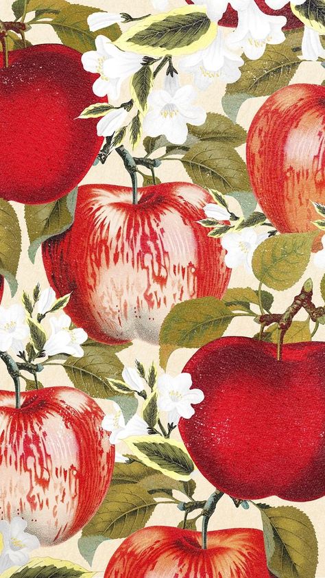 Vintage Floral Aesthetic, Rose Mobile, September Wallpaper, Apple Illustration, Apple Background, Floral Aesthetic, Fruit Wallpaper, Vintage Apple, Spring Wallpaper