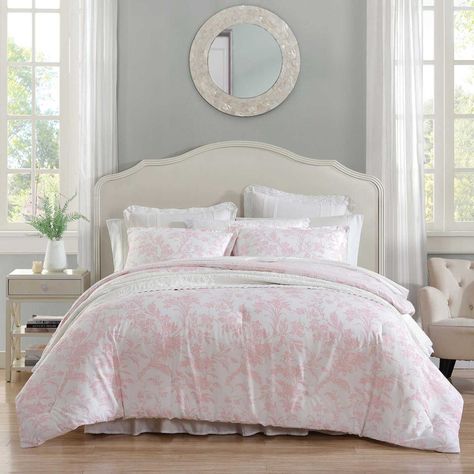 Laura Ashley Natalie Comforter Set Diy Edging, Laura Ashley Bedroom, Light Pink Bedrooms, Pink Comforter Sets, Feminine Pattern, Garden Edging Ideas, Laura Ashley Bedding, Gold Bedroom Decor, Pink Comforter