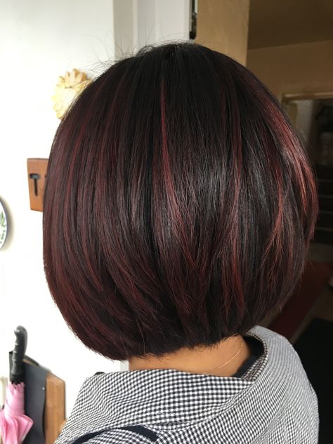 Dark Burgundy Hair Color, Short Bobs, Hair Color Burgundy, Burgundy Hair, Dark Burgundy, Short Bob Haircuts, Short Hair Color, Haircut And Color, Hair Color Dark