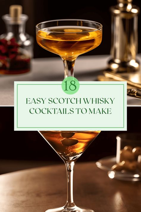 Looking to shake up your cocktail game? Check out these 18 easy Scotch whisky cocktails that you can whip up in no time! From the zesty Highland Fling to the bold Smokey Martini, each drink brings out the rich flavors and smoky notes of quality Scotch. Discover how to create the classic Rusty Nail and refreshing Scotch Sour, perfect for any occasion. With expertly balanced sweetness, tartness, and boldness, these cocktails are sure to impress your friends and elevate your gatherings. Delight in the smooth experience of these unique recipe ideas and elevate your home bartending! Laphroaig Whisky, Penicillin Cocktail, Blood And Sand, Highland Fling, Spicy Cocktail, Unique Recipe, Whisky Cocktails, Cherry Liqueur, Cocktail List