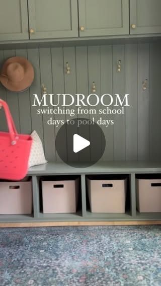 Allison Roman | Renovation | Design | Style on Instagram: "POOL DAYZZZZ ☀️ 

Two things I love about this mudroom is that it’s directly next to our laundry room and it’s got cabinets at the top with doors so I can’t see the mess. We store all of our girls’ shoes in the baskets at the bottom so this is our last stop before exiting the house. 

During the school year, I keep backpacks, gloves, and hats in here but “schools out for summer..” (sing it like Alice Cooper)

Now, every morning we are quickly grabbing our things to head to the pool for swim team practice. So I took all the winter items and stored them upstairs and I’m stocking the mudroom with beach towels, goggles, sunscreen, and our pool bag. This will make it quicker for us to get out the door and now I don’t have to walk far to Allison Roman, Schools Out For Summer, Winter Items, Pool Bag, School's Out For Summer, Pool Bags, Renovation Design, Alice Cooper, Swim Team