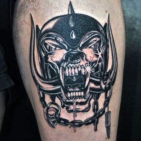 Motorhead by Morgan MacDonald (@murder_q) Motorhead Tattoo Ideas, Misfits Skull Tattoo, Heavy Metal Tattoo Ideas, Motorhead Tattoo, Heavy Metal Tattoo, Metal Tattoos, Misfits Tattoo, Vic Rattlehead, Metallica Tattoo