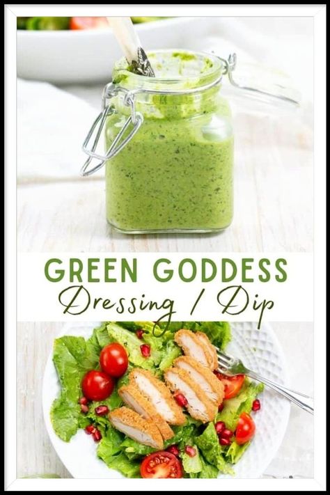 Green Goddess Dressing or dip is bursting with fresh flavour! It's a medley of aromatic herbs dressing for salads that also serve as a dip or spread in sandwiches. Green Goddess Dressing Recipe, Goddess Dressing Recipe, Dip Sandwiches, Goddess Dressing, Hummus Dip, Green Goddess Dressing, Condiment Recipes, Best Appetizer Recipes, Best Salad Recipes