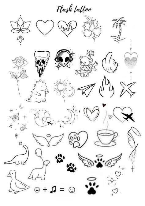 Hand Tattoos Cute, Tattoos Cute, Tato Minimal, Design Sheet, Sharpie Tattoos, Small Pretty Tattoos, Simple Tattoo Designs, Flash Tattoo Designs, Doodle Tattoo