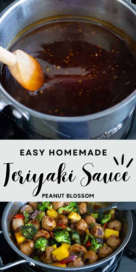 Thick Teriyaki Sauce in 5 Minutes Low Calorie Teriyaki Sauce, Terriaki Sauce Easy, How To Make Teriyaki Sauce, Teriyaki Sauce Healthy, Teriyaki Sauce Chicken, Thick Teriyaki Sauce, Easy Teriyaki Sauce, Teriyaki Stir Fry Sauce, Easy Teriyaki Sauce Recipe