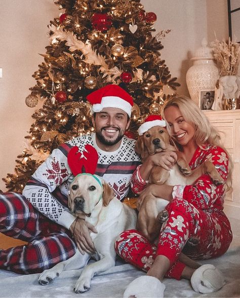 Dog Xmas Cards, Dog Family Pictures, Xmas Inspiration, Dog Christmas Photos, Dog Christmas Pictures, Christmas Couple Pictures, Couple Christmas Card, Christmas Pictures Outfits, Christmas Family Photoshoot