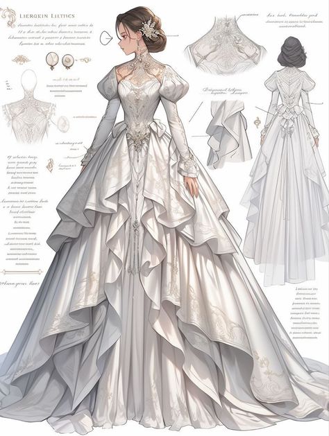 Wedding Outfits Ideas, Dreamy Gowns, Buch Design, Dress Design Drawing, Bridal Guide, Fantasy Dresses, Fashion Drawing Dresses, High Design, Dress Design Sketches