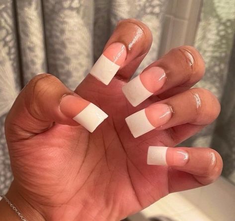 Old French Tip Nails, 2000 French Tip Nails, Old School French Tip, Old School French Tip Nails, 90s French Tip Nails, Fan Nails, Duck Nails, White French Tip, Dream Aesthetic