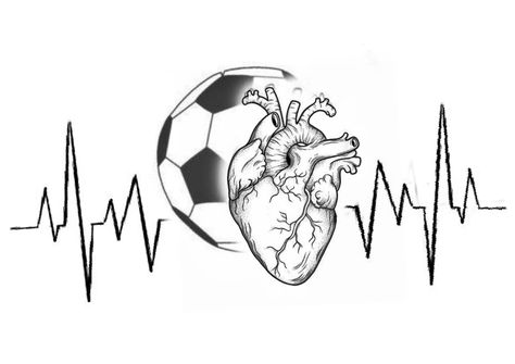 Soccer Heart Tattoo, Matching Soccer Tattoos, Football Heart Tattoo, Soccer Tattoos, Boxer Aesthetic, Dove Tattoo Design, Soccer Drawing, Sketch Style Tattoos, Bestie Tattoo