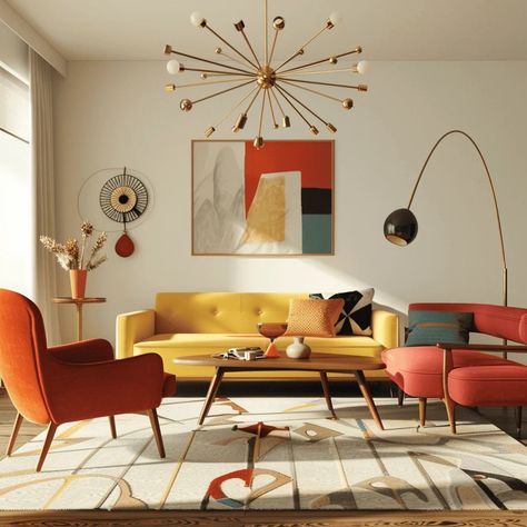 Living Room Lighting Ideas, Room Lighting Ideas, Midcentury Interior, Modern Living Room Lighting, Mid Century Modern Interior Design, Retro Interior Design, Retro Living Rooms, Mid Century Living Room, Mid Century Modern Living