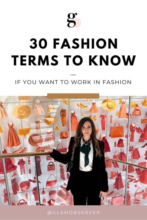 A Pinterest graphic with text that reads: 30 fashion terms to know if you want to work in fashion by Glam Observer. Working In Fashion, 30 Fashion, Fashion Jobs, Fashion Terms, Life Hacks Websites, Healthy Relationship Tips, Career Fashion, Career Transition, Long Lasting Relationship