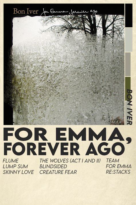 Bon Iver Poster, For Emma Forever Ago, Bon Iver, Train, Music