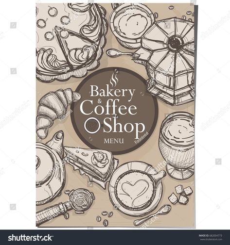 Bakery Template Design, Coffee Flyer, Coffee Bakery, Menu Cafe, Restaurant Template, Bakery Restaurant, Drawing Graphic, Coffee Menu, Bakery Design