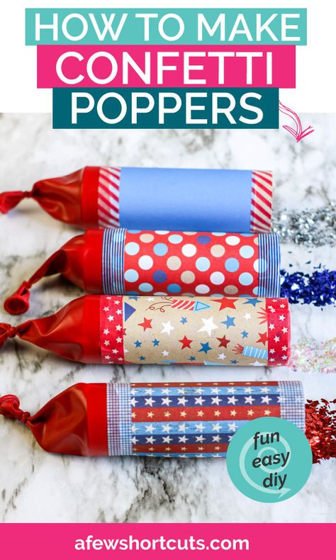 How To Make A Confetti Popper, Diy Confetti Poppers, Diy Party Poppers, Diy Craft Party, How To Make Confetti, Holiday Art Projects, Confetti Poppers, Paper Towel Tubes, Holiday Diy Projects