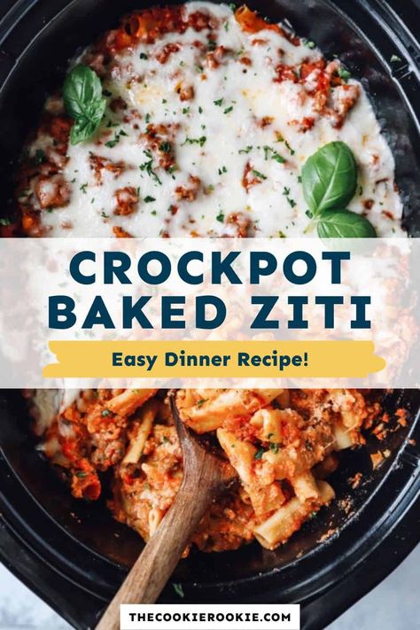 Crock Pot Italian Sausage Recipes, Ziti Crockpot, Crockpot Ziti, Seasoned Pasta, Crock Pot Ziti, Crockpot Italian Sausage, Slow Cooker Baked Ziti, Crockpot Italian, Baked Ziti With Sausage