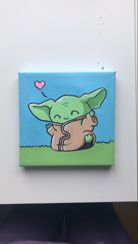 Yoda Painting Easy, Cute Easy Paintings, Easy Paintings, Drawings