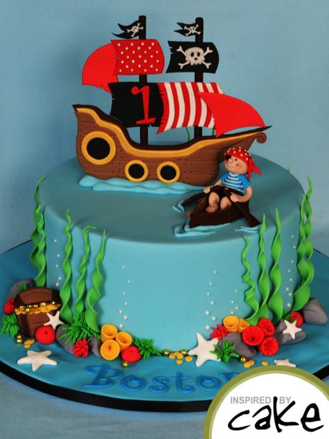 1st Bithday Pirate -  For all your Pirate cake decorating supplies, please visit http://www.craftcompany.co.uk/occasions/party-themes/pirate-party.html Birthday Cake Baby Boy, Cake Baby Boy, Pirate Birthday Cake, Pirate Ship Cakes, Pirate Themed Birthday, Pirate Ships, Pirate Cake, Pirate Theme Party, Pirate Birthday Party