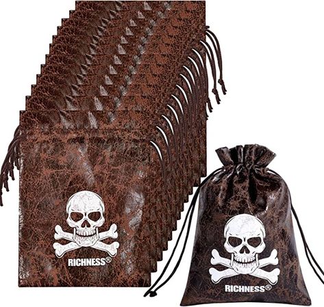 Amazon.com: Richness Pirate Loot Bags Pirate Bags with Drawstring 4.5 x 6.5 Inches Faux Cow Skin Pirate Goodie Bags for Pirate Party Favors Pack of 12 : Home & Kitchen Pirate Party Favors, Treasure Bag, Pirate Theme Party, Pirate Halloween, Red Hat Society, Pirate Birthday Party, Pirate Treasure, Loot Bags, Pirate Birthday