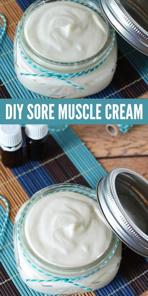 DIY Sore Muscle Cream is a must have for anyone that suffers from tired and achy muscles. Rub generously into sore muscles and you will be amazed. Sore Muscle, Salve Recipes, Muscle Rub, Essential Oils For Pain, Pain Relief Cream, Nerve Pain Relief, Homemade Diy, Chiropractic Care, Oil Benefits