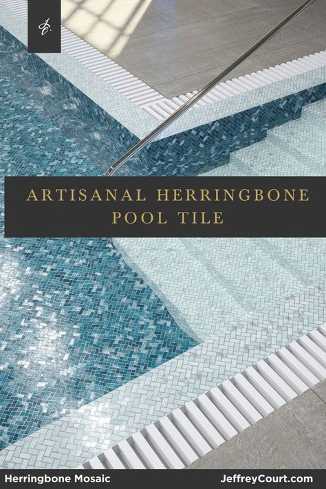 Iridescent Pool Tile, Herringbone Pool Tile, Jeffrey Court Tile, Pool Mosaic, Paper Face, Jeffrey Court, Paver Tiles, Indoor Tile, Small Pool Design