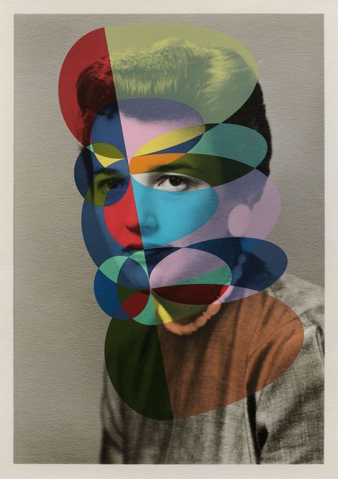 It's Complicated 2, 2017. Screenprint on Giclee print on Hahnemühle Rag © Julie Cockburn Julie Cockburn, Embroidered Photographs, Shape Photography, Geometric Photography, Experimental Photography, Collage Art Mixed Media, Contemporary Photography, Art Practice, Portrait Artist