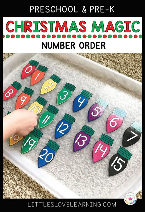 Prek Christmas Math Activities, Christmas Opposites Preschool, Number Craft For Preschool, Number 20 Crafts For Preschool, Christmas Letter Activities Prek, December Math Activities Kindergarten, Holiday Centers For Preschool, Christmas Block Area Preschool, Christmas Math Activities For Preschool