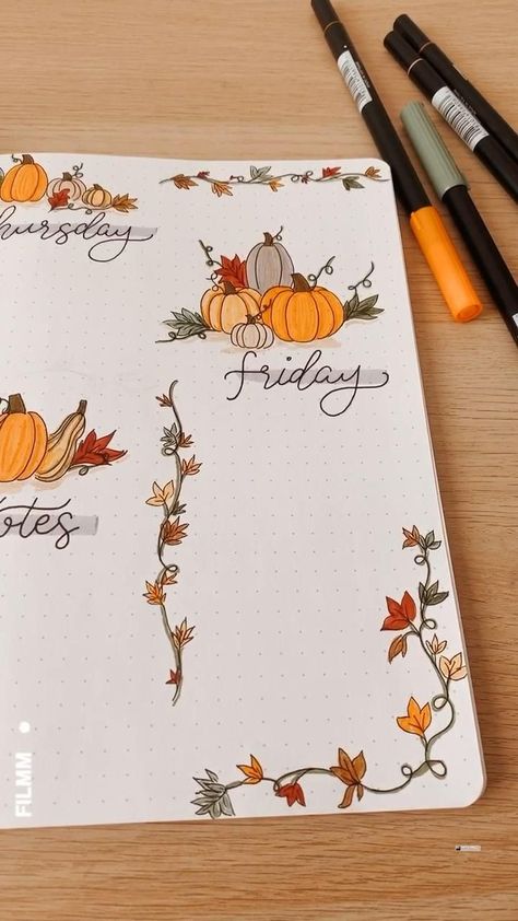 Fall Dot Journal Ideas, Planer Ideas Diy October, October Bujo Ideas, Bujo October Theme, Fall Bujo Theme, Bullet Journal Fall Theme, October Journal Cover, Bullet Journal October Theme, Bullet Journal October Cover