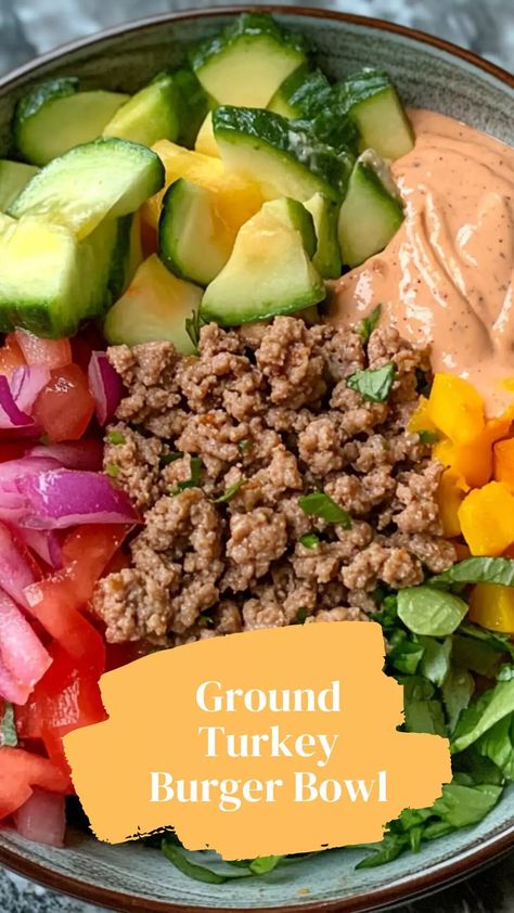 Ground Turkey Burger Bowl – Dish Journal Ground Turkey Burger Bowl, Turkey Burger Bowl, Creamy Chipotle Dressing, Ground Turkey Burgers, Burger Bowl, Smoked Chili, Chipotle Dressing, Burger Meat, Red Onion Relish