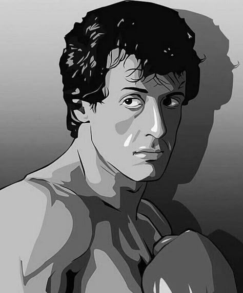 Rocky Illustration, Dvd Pintados, Basketball Canvas Painting, Rocky Poster, Male Art Reference, Watercolour Drawings, Monochromatic Art, Tattoo Style Drawings, Rocky Balboa