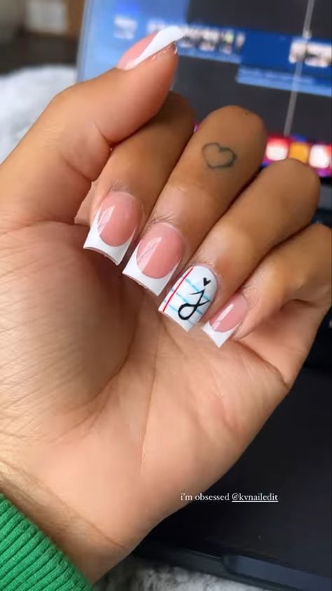 Short Nails With J Initial, Short Square Acrylic Nails With Initial, Simple Nail Designs With Initial, Basic Nails With Initial, Nail Ideas With Initial Short, Boyfriend Name Nails, Short Acrylic Nails With Initials, Nail Designs Initials, Nails With J Initial