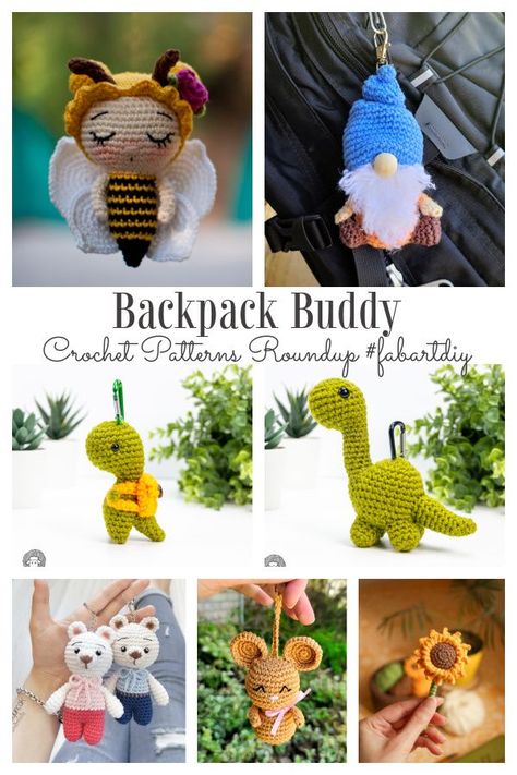 Amigurumi Backpack Buddy Charm Free Crochet Patterns Amigurumi Backpack, Diy Crochet Keychain, Small Crochet Gifts, Crochet Travel, Crochet Backpack, Crochet Keychain Pattern, Crochet Amigurumi Free Patterns, Crochet Amigurumi Free, Crochet Buttons