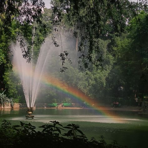 A random ocassion where i got to witness this sight, while casually roaming around with my bestie around the lake at Lodhi Garden. The fountain visible in the pic was the reason for the formation of this beautiful looking rainbow. A pleasure to look at. Water Feature Diy, Lodhi Garden, Diy Water Feature, Rainbow Water, Rainbow Aesthetic, The Fountain, My Bestie, Water Feature, Wedding Things