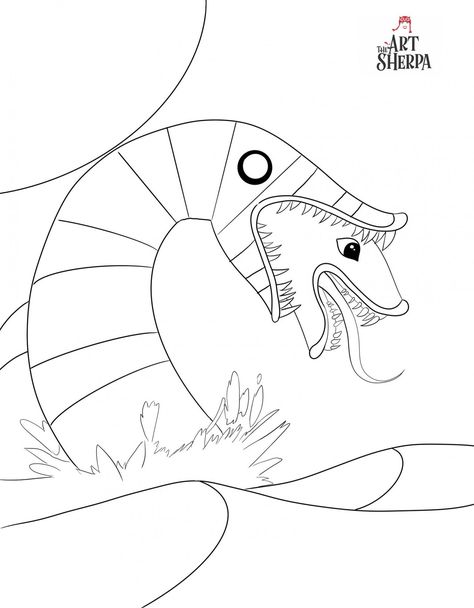 Saturn Sand Worm  #TheArtSherpa Sand Worm Beetlejuice Drawing, Beetlejuice Coloring Pages, Worm Drawing, Painted Characters, Painting Characters, Sand Worm, Painting For Beginners Videos, Stitch Coloring, Beetlejuice Cartoon