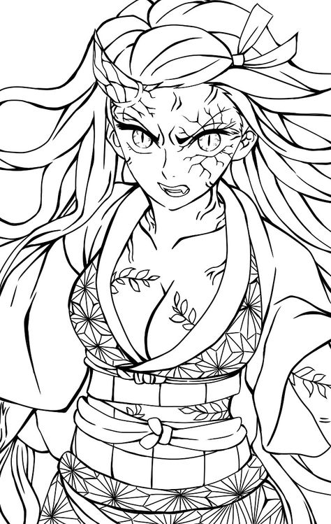 Nezuko Demon Drawing, Demon Slayer Drawing Outline, Nezuko Outline, Anime Lineart Demon Slayer, Demon Slayer Nezuko Drawing, Nezuko Lineart, Nezuko Coloring Page, Demon Slayer Line Art, Demon Slayer Lineart