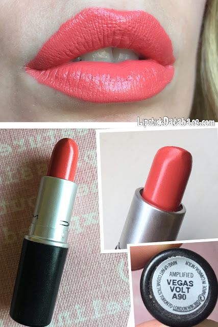 The Lipstick Database: MAC - Amplified lipstick in Vegas Volt Mac Vegas Volt, Mac Lipsticks, Lighted Makeup Mirror, Lipstick Mac, Beauty Corner, Makeup Guide, Cleansing Face, Makeup Mirror With Lights, Waterproof Makeup